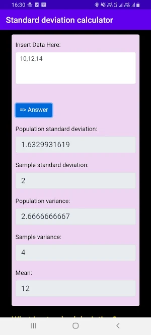 Standard deviation calculator Screenshot 3