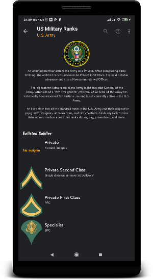 US military ranks Screenshot 1