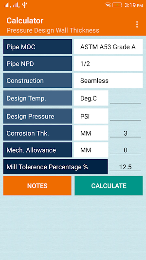 Process Pipe Thickness Pro Screenshot 1