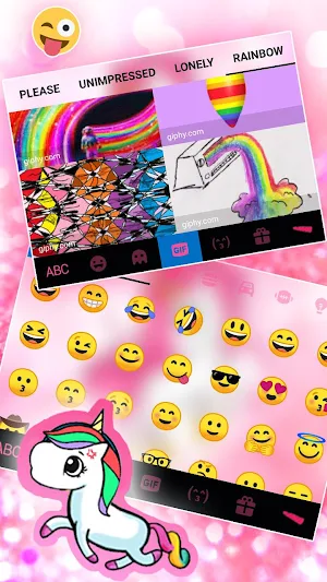 Pink Glitter Unicorn Keyboard Theme Screenshot 3
