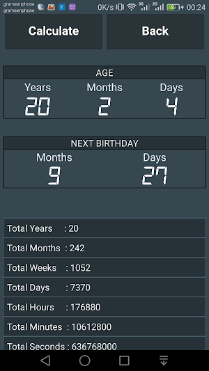 Multi Calculator-MATH/AGE/CGPA Screenshot 2