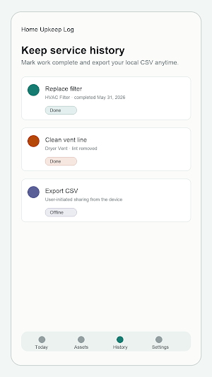 Home Upkeep Log Screenshot 2