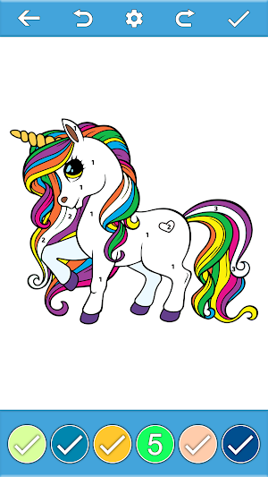 Unicorn Color By Number Book Screenshot 2