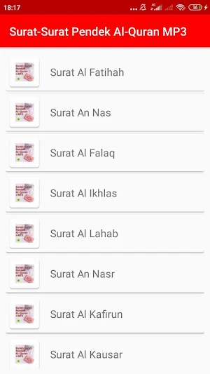 Surat-Surat Pendek Al-Quran MP3 + Terjemah Screenshot 0