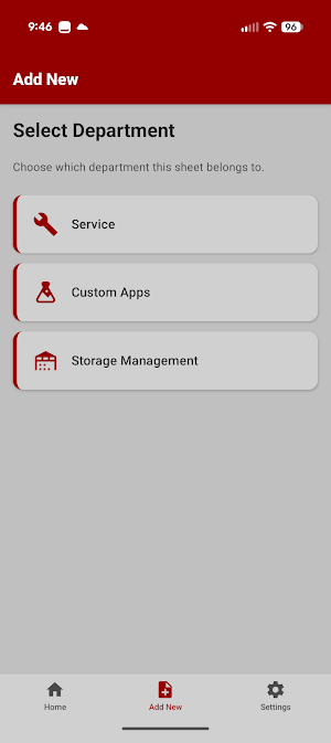 Service Sheets Screenshot 1