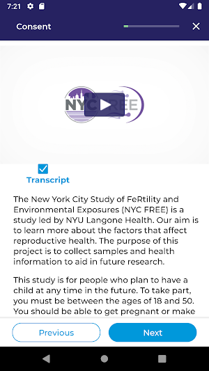 The NYCFREE Study Screenshot 1