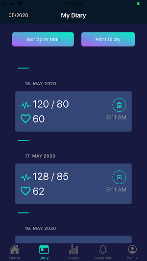 Blood pressure measure diary Screenshot 2