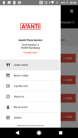 Avanti Pizza Service Screenshot 2