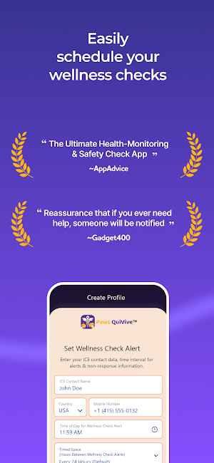 Safety Check Ins, Paws QuiVive Screenshot 0