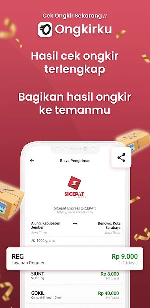 Ongkirku - Cek Resi dan Ongkir Screenshot 1