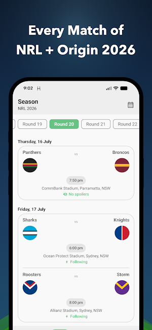 Six Again: Live NRL Scores Screenshot 1