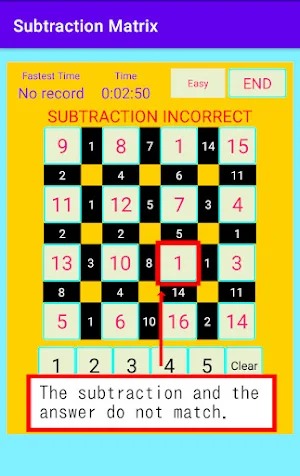 Subtraction Matrix Screenshot 3