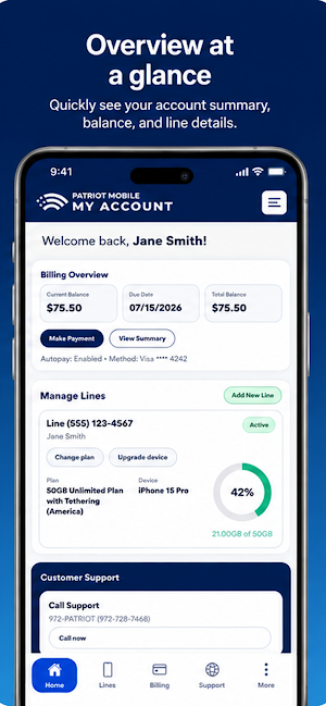 Patriot Mobile MyAccount Screenshot 1