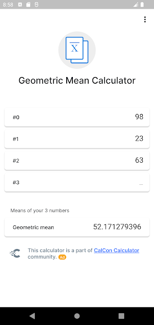 Geometric Mean Calculator Screenshot 1
