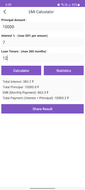 LoanCash : EMI Loan Calculator Screenshot 1
