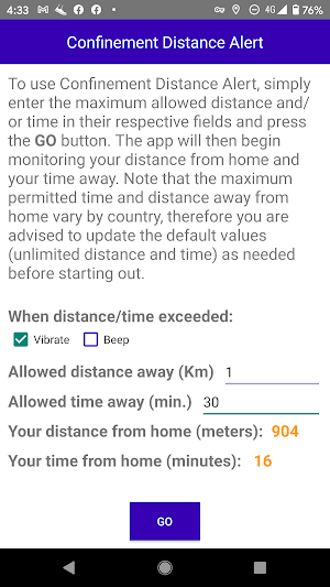 Confinement Distance Alert screenshot 6