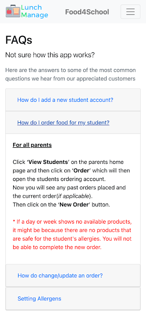 food4school LunchManage Screenshot 2