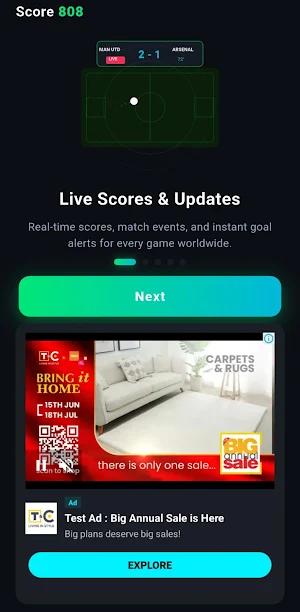 Sportzfy TV: Live FootballHD Screenshot 1