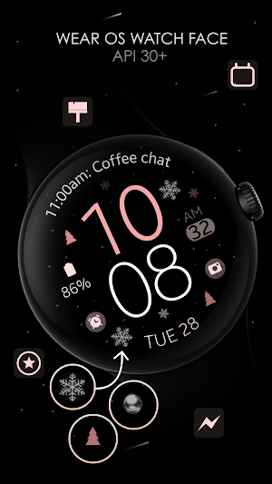 Snowflakes pink watch face Screenshot 1