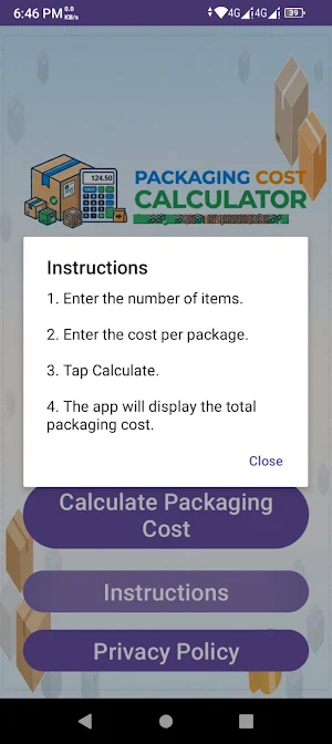 Packaging Cost Calculator Screenshot 3