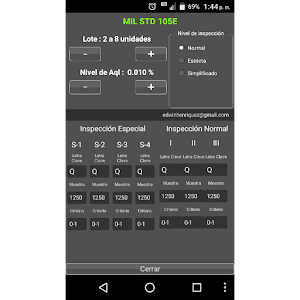 Norma Militar Estándar 105 para Muestreo Simple Screenshot 1