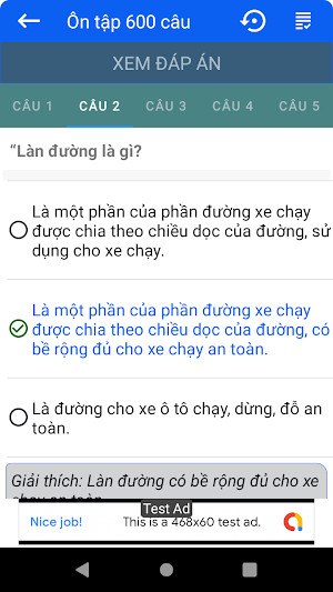 Bộ đề 600 câu ôn thi GPLX Screenshot 3