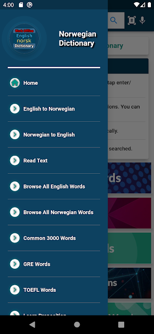 English : Norwegian Dictionary Screenshot 2