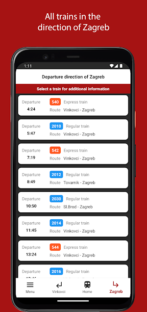 Train timetable Okučani 2023 Screenshot 2