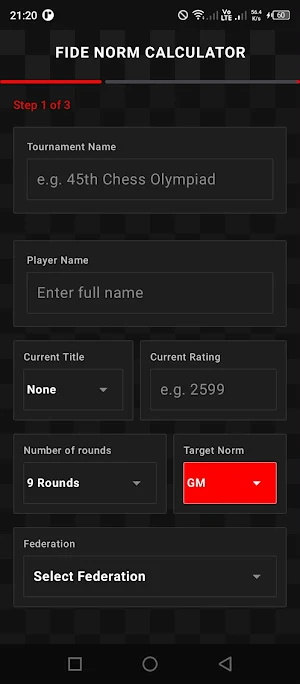 FIDE Norm Calculator Screenshot 1
