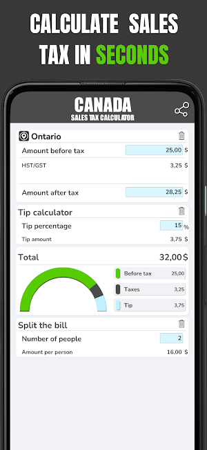 Sales Tax Calculator GST HST Screenshot 2