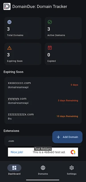 DomainDue: Domain Tracker Screenshot 0