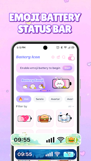 Emix: Emoji Battery Status Bar Screenshot 0