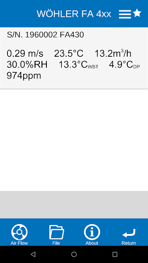 FA 4xx Fan Anemometer App Screenshot 0