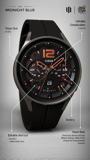 S4U Midnight Blue - watch face Screenshot 1