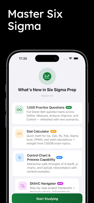 Six Sigma Green Belt Prep Screenshot 2