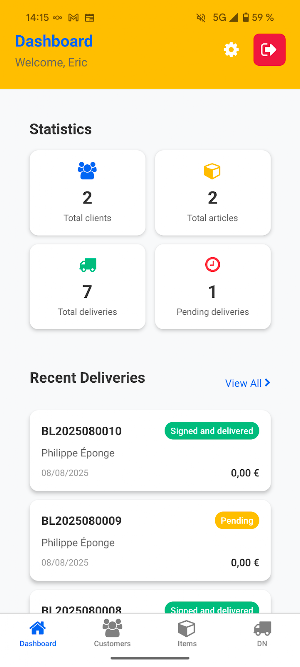 Delivery note Screenshot 1