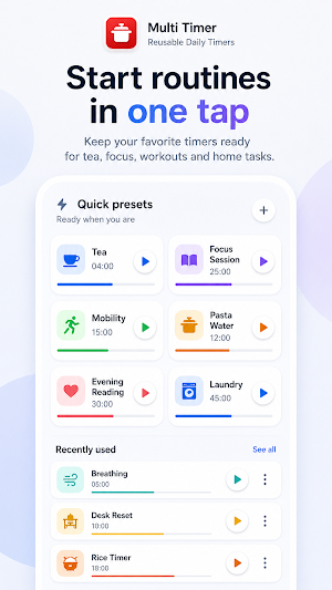 Multi Timer: Reusable Timers Screenshot 3