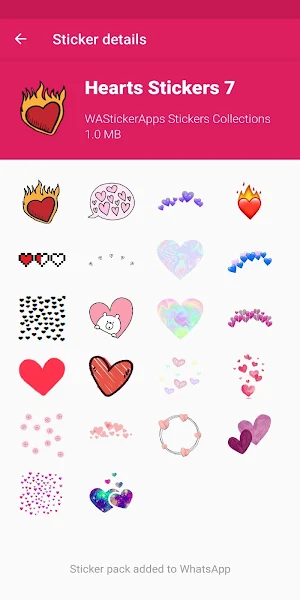 New hearts stickers WAStickerApps Screenshot 3