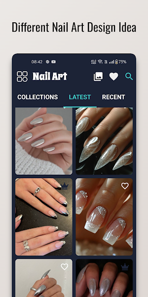Shiny Silvers Nail Art Design Screenshot 0