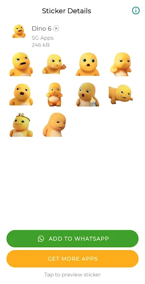 Yellow Dino Stickers for WA Screenshot 2