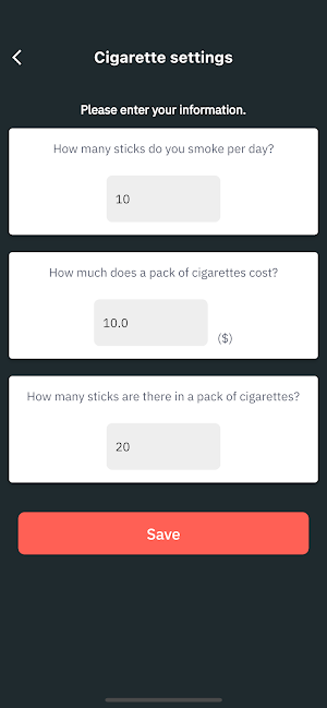 Smoking cessation timer Screenshot 2