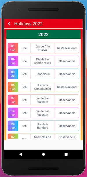 Mexico Calendario 2022 Screenshot 3