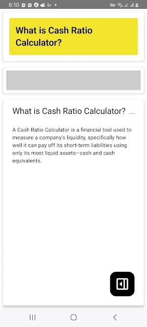 Cash Ratio Calculator Screenshot 1