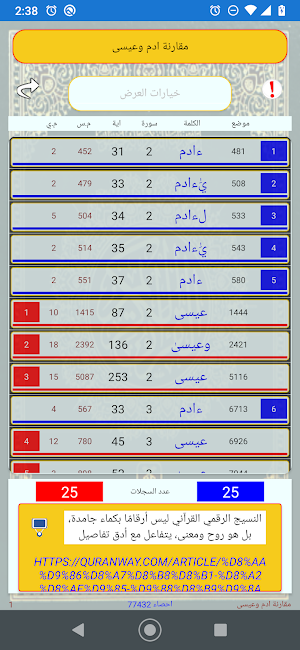 تحليل احصاء كلمات القران Screenshot 2