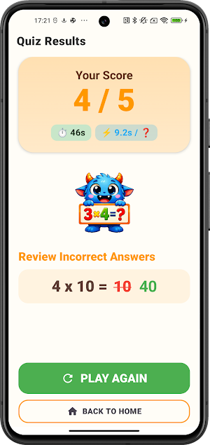 Times Table Quiz Screenshot 3