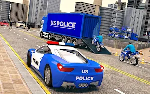 US Police Car Transporter Plane: Truck Sim Games Screenshot 3