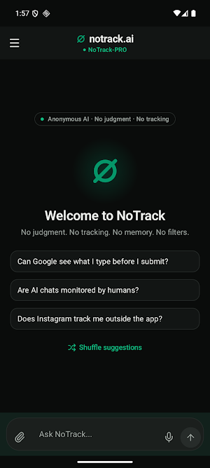 NoTrack: Private AI Chat Screenshot 1