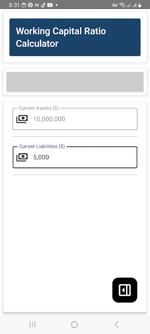 WCR Calculator Screenshot 2