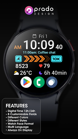 PRADO 75 Digital Watch Face Screenshot 2