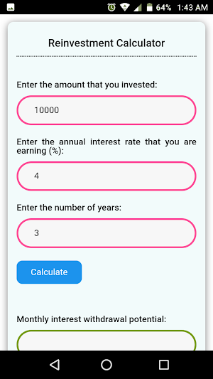 Reinvestment Calculator Screenshot 0